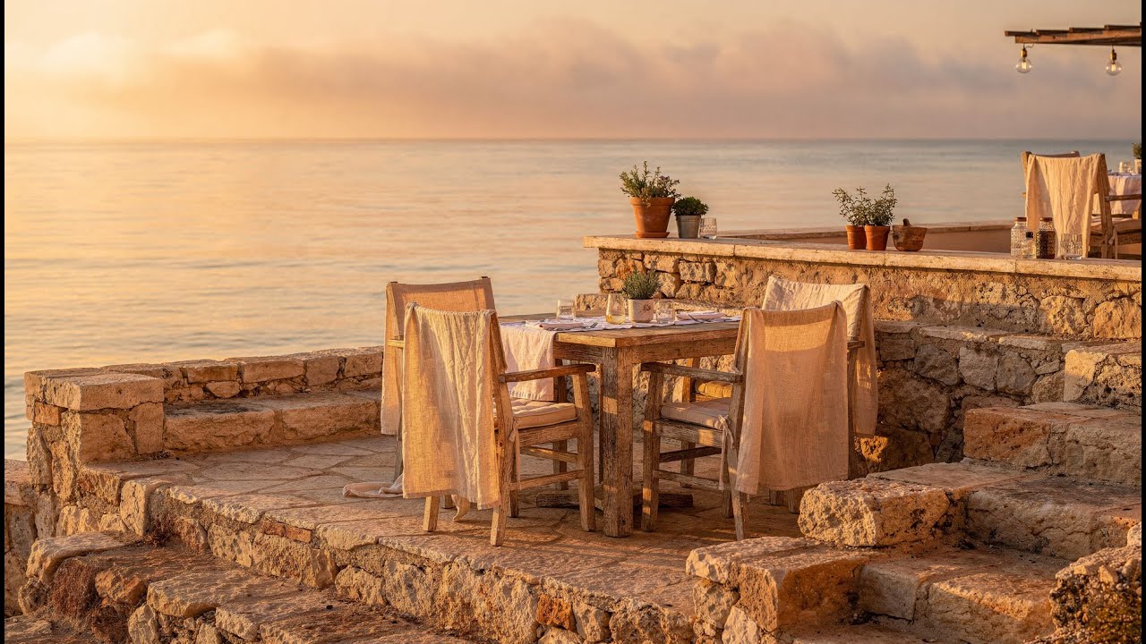 Golden Hour by the Sea 🌅 | Luxury Seaside Bar | Calm Music & Ambience