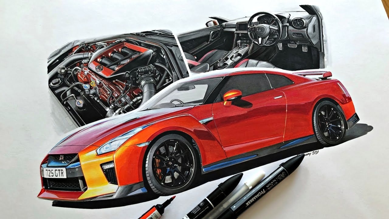 Drawing a Nissan GTR like a pro :)
