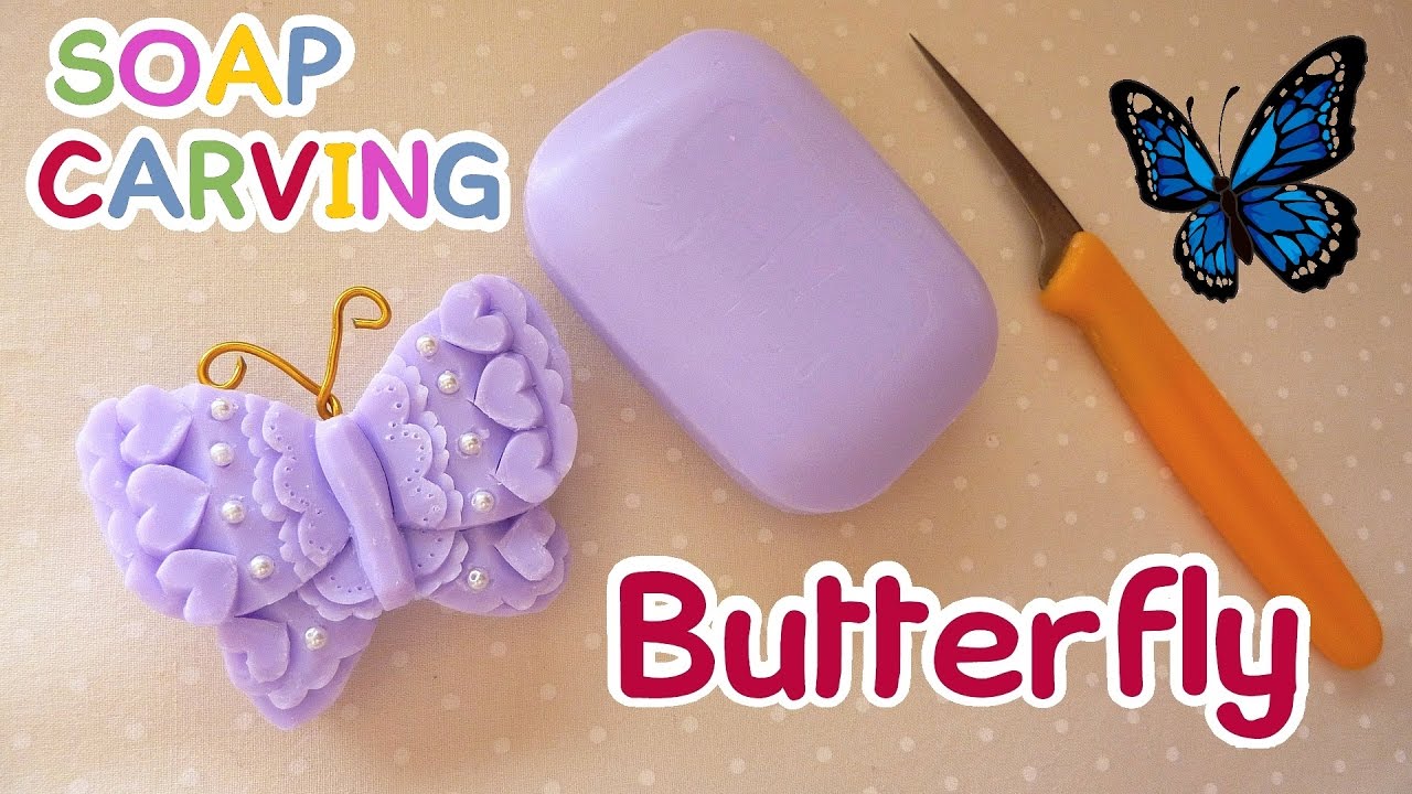 SOAP CARVING| Butterfly | Mariposa | Easy | How to carve | Free Template | Soap Decoration | ASMR |