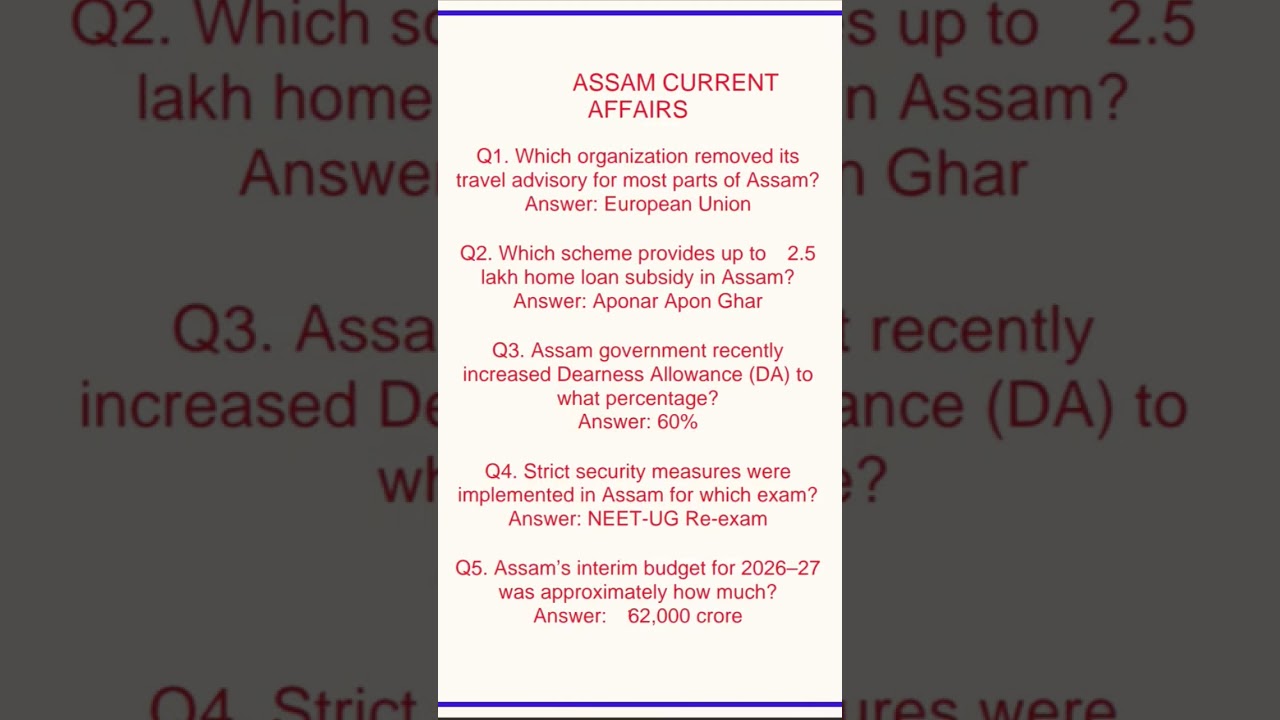 Quick revision for #APEX #ADRE 3.O #APSC #Assam #Currentaffairs #ExamPrep subscribe for more🔔