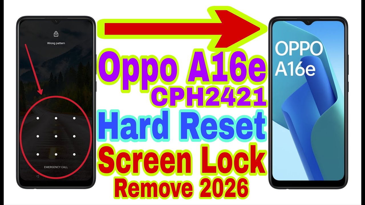 Oppo A16e (CPH2421) Hard Reset/Remove Screen Lock 2026 | Unlock Pattern/Pin/Password 100% Working