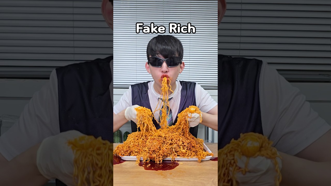 How To Eat Korean Fire Noodles -Fake Rich vs Real Rich-