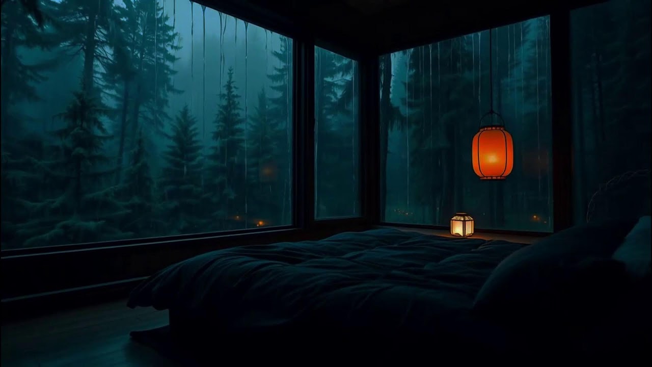 Soothing Night Rain Dark Bedroom 🌧️ No Ads for Deep Sleep Focus Meditation
