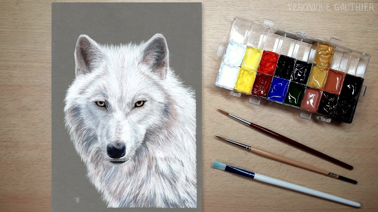 Painting a white wolf in GOUACHE