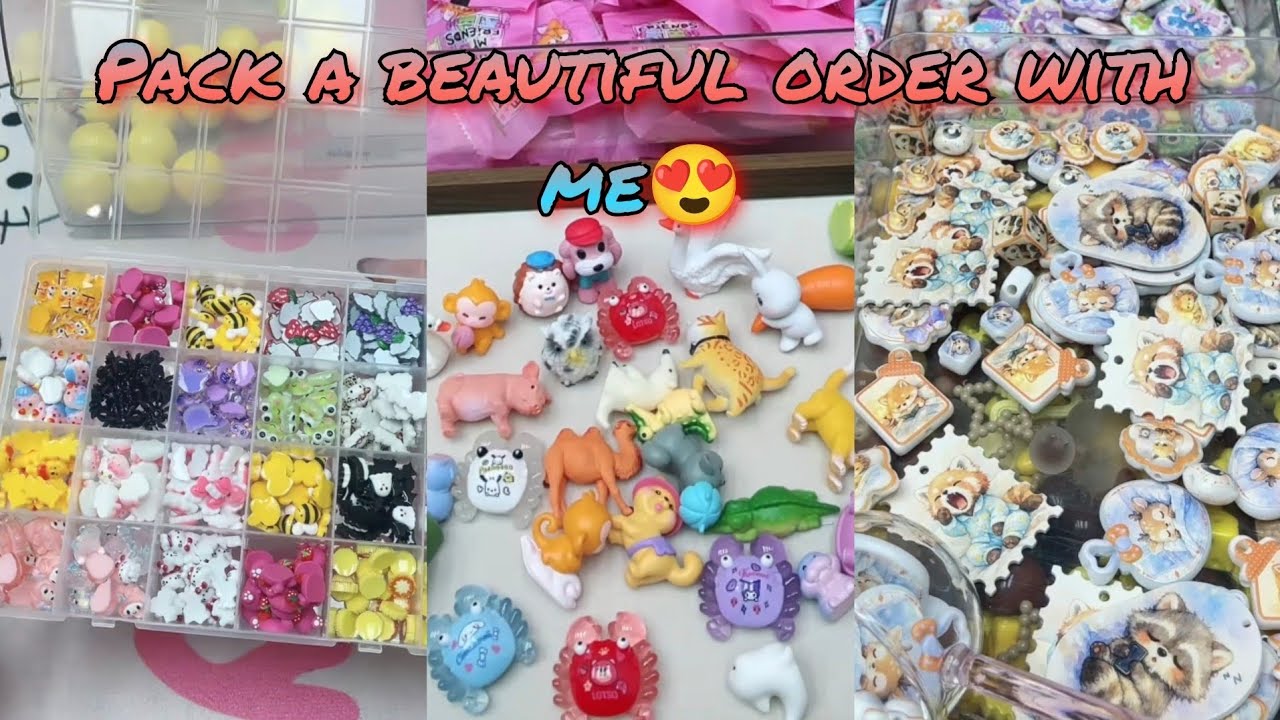 😱New Animal Carving/Lucky Nail Charms/Acrylic beads(Goodnight Raccoon) #luckybeads #charmaccessories
