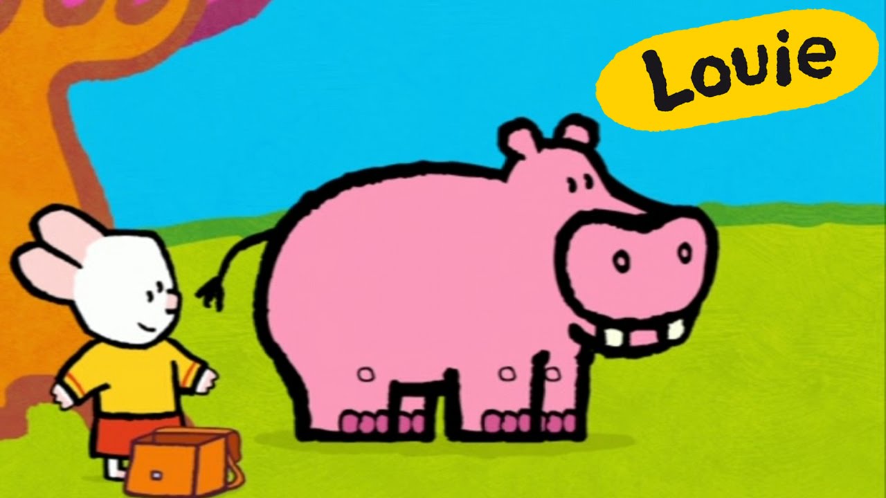 Hipopotamo - Louie dibujame un Hipopotamo | Dibujos animados para niños