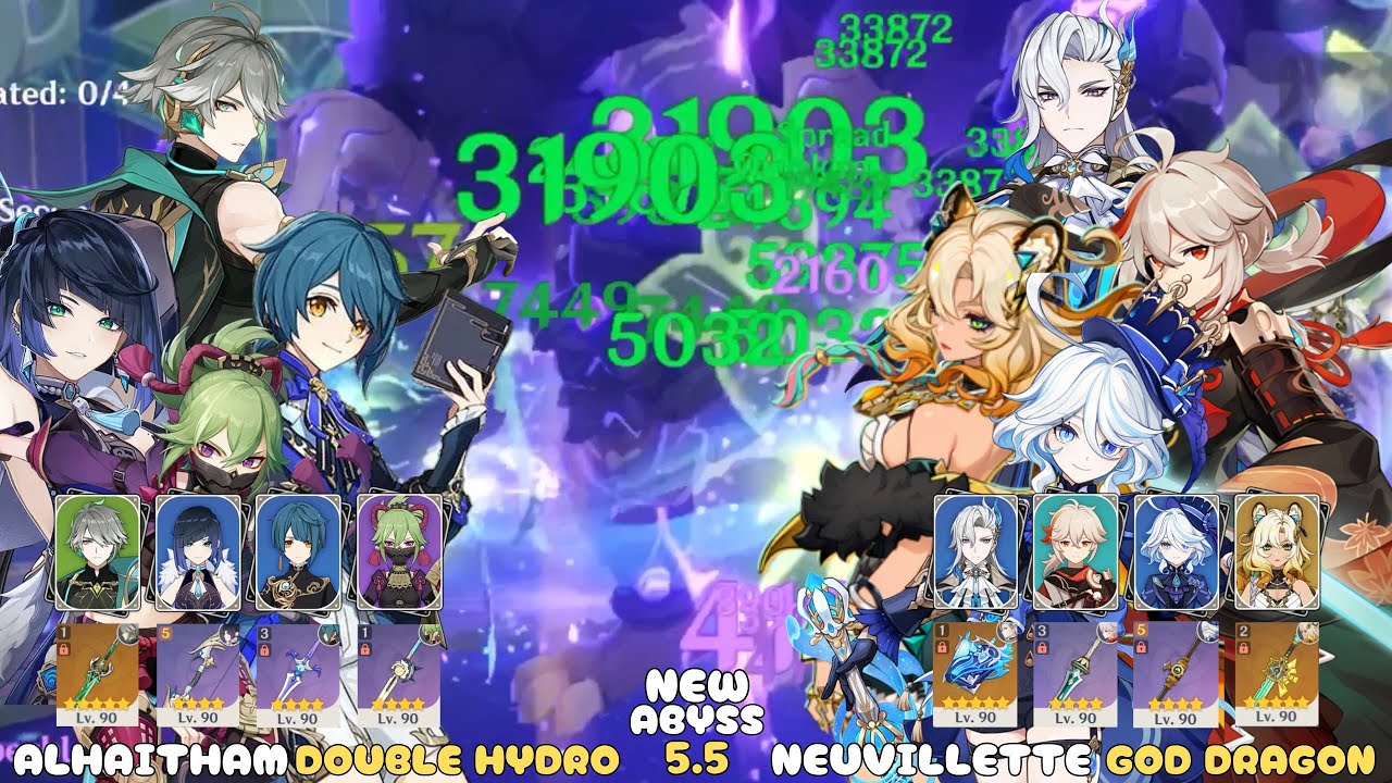 C0 Alhaitham Double Hydro & C3 Neuvillette God Dragon Carry / Floor 12 - 9⭐ / Genshin Impact