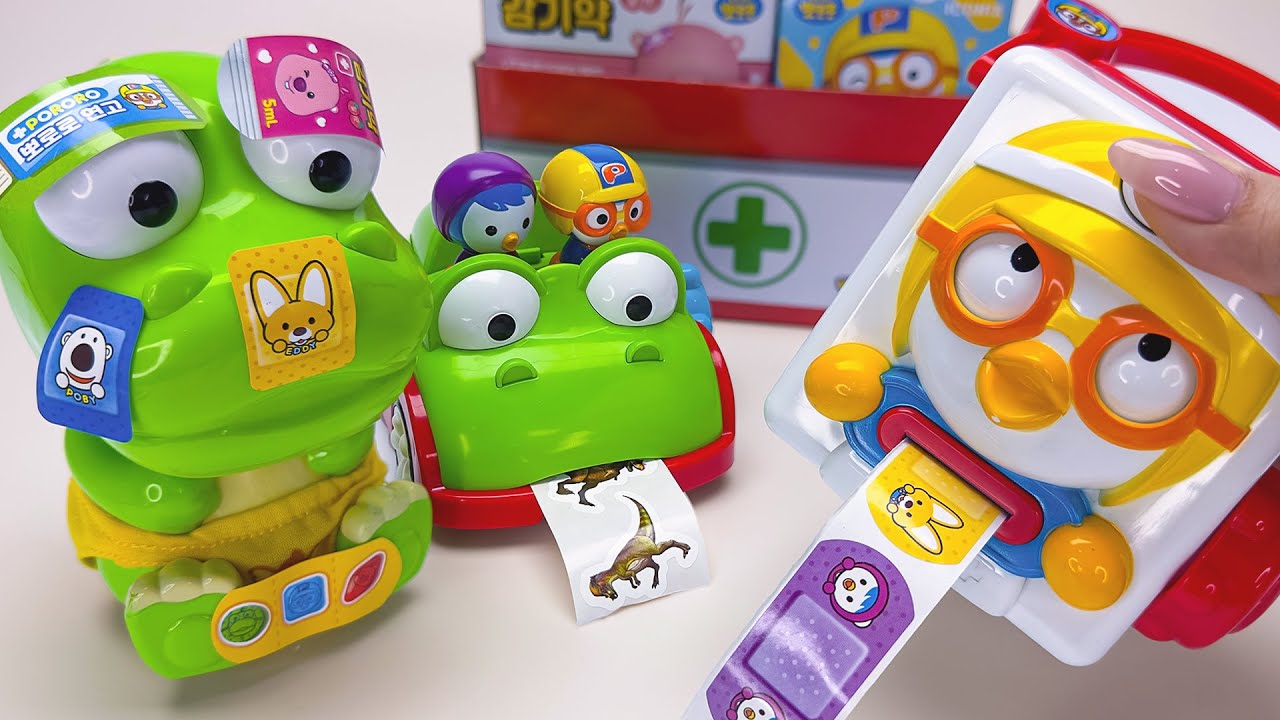 [toy ASMR] Pororo Band-Aid Sticker Doctor Toy Set 🏥 Satisfying Unboxing 뽀로로 병원놀이 언박싱
