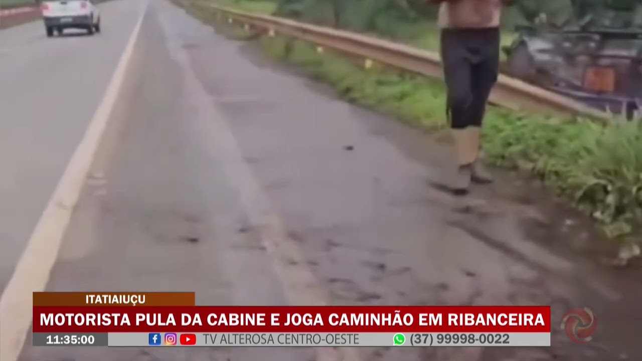 Itatiaiuçu: Motorista pula da cabine e joga caminhão em ribanceira