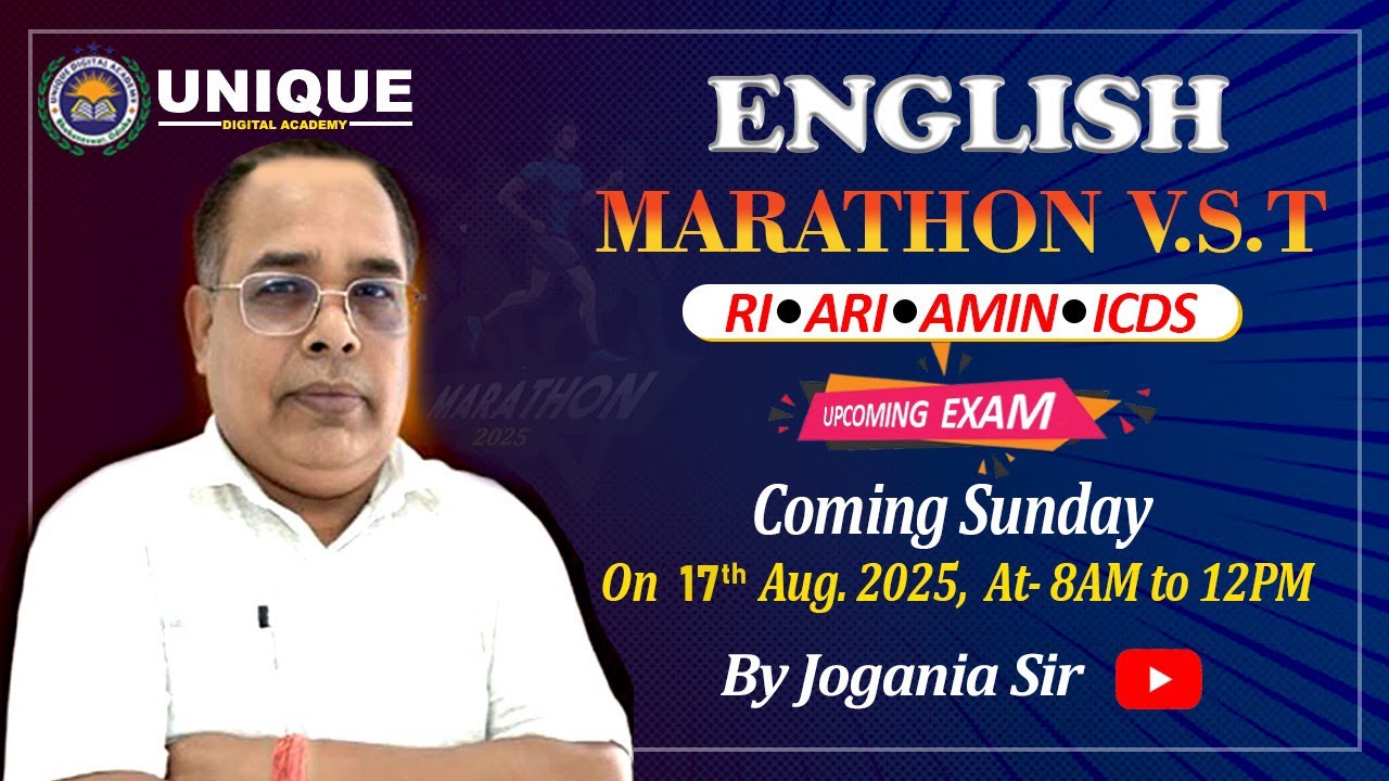 English Marathon V S T for Upcoming Exam RI, ARI, AMIN, ICDS   By Jogania Sir