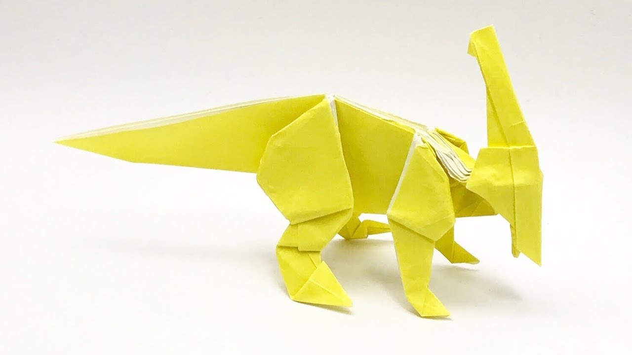 恐竜おりがみパラサウロロフス Dinosaur Origami Parasaurolophus