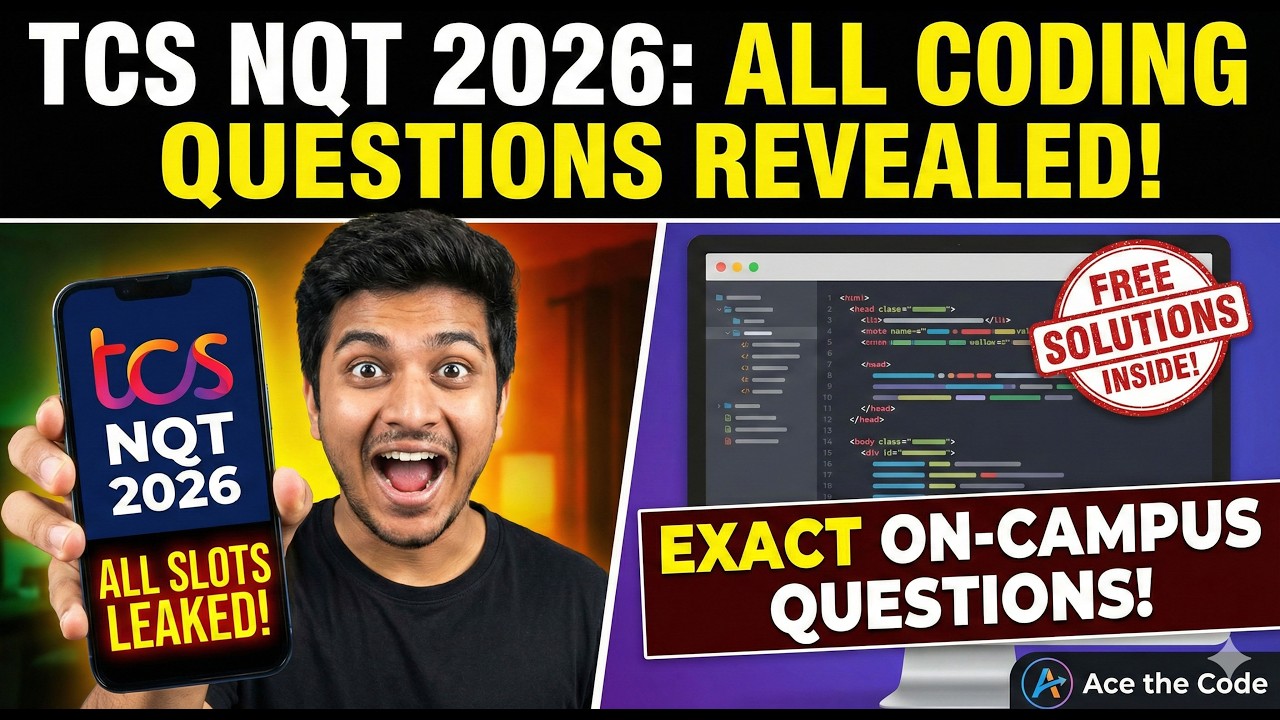 🔴 TCS NQT 2026 ON CAMPUS EXACT Coding Questions! ALL SLOTS + Free Resources