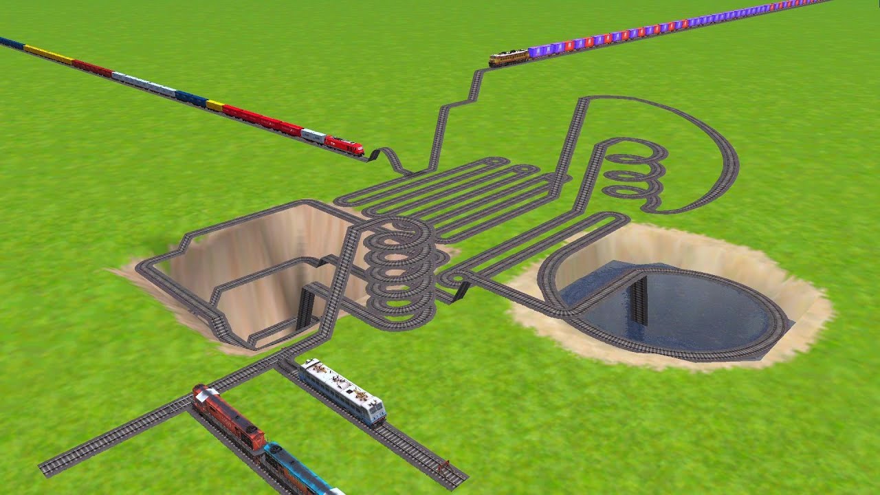 CRAZY TRAINS😜CROSSING CAREFULLY BY SQUARE RAILROAD TRACKS ZIG ZAG TRACKS| train wold4 