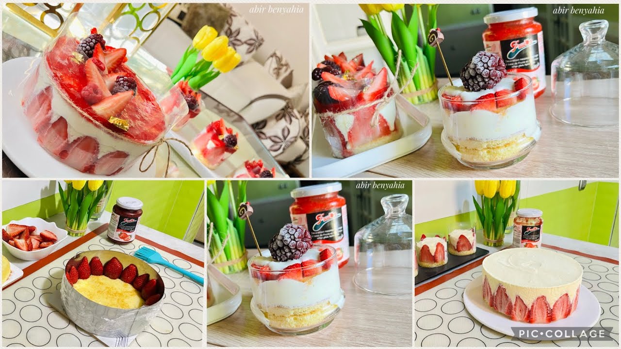 Fraisier 🍓💯🍓verrines fraises 🍓 ديسار الفريزيي الراقي بزاف بنين 😍🔥