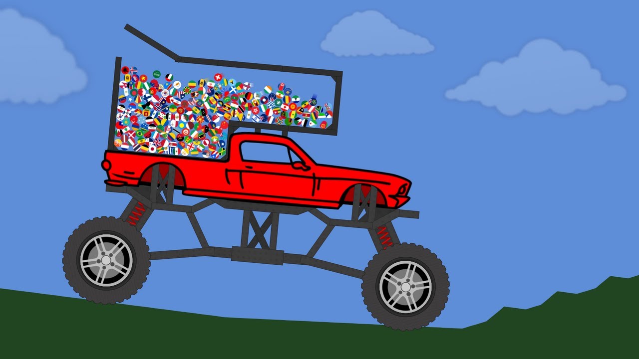Stay in the Monster Truck - Marble Race Countries in Algodoo