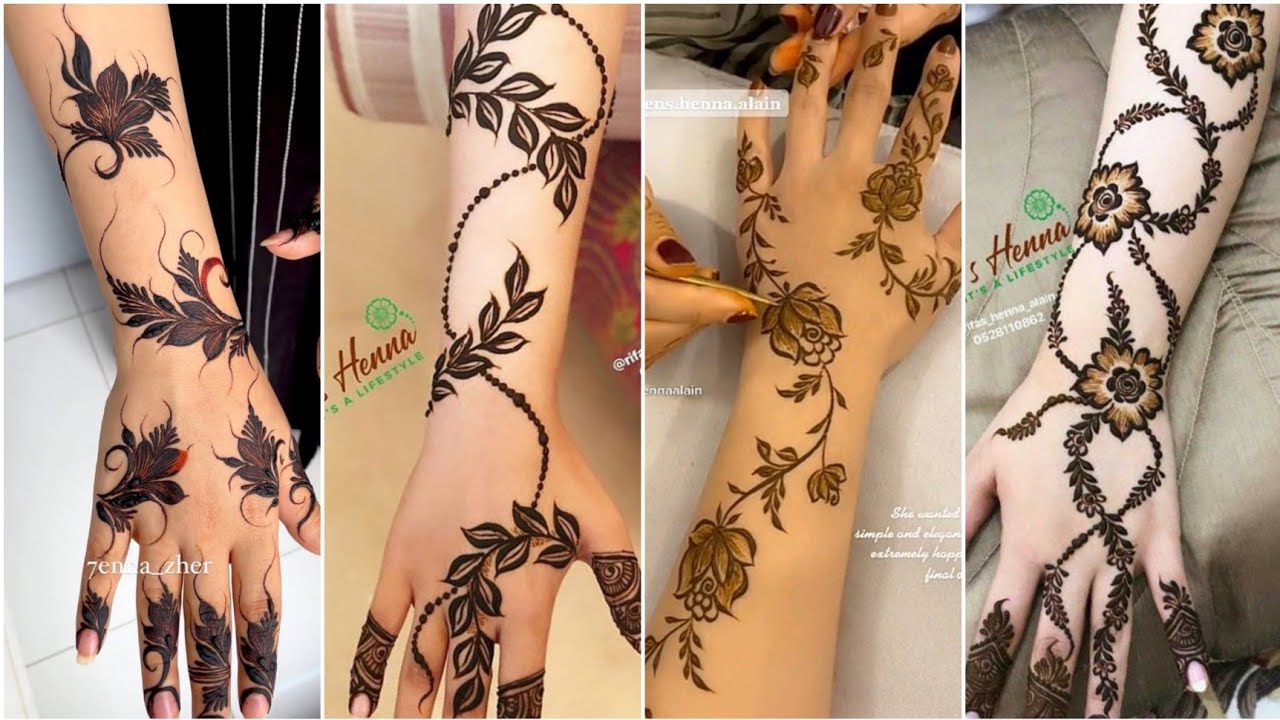 Easy and simple Floral khfif mehndi designs for girls//Bridal simple easy henna ideas//