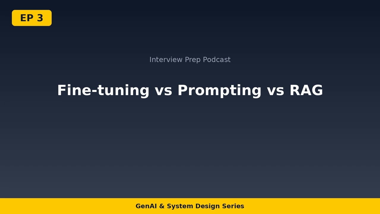Ep 3: LLM Fine-tuning vs Prompt Engineering vs RAG | GenAI System Design Interview