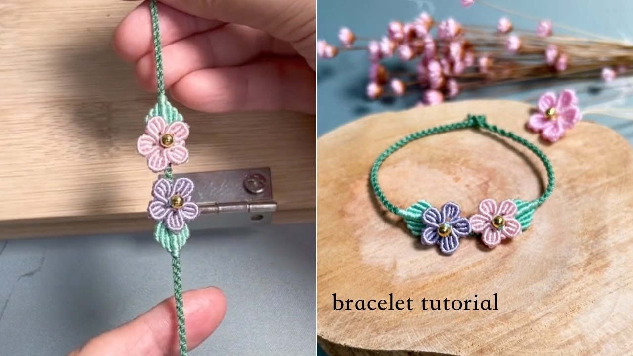 how to make cute bracelets｜flower bracelet tutorial｜how to make beautiful bracelet with thread｜diy