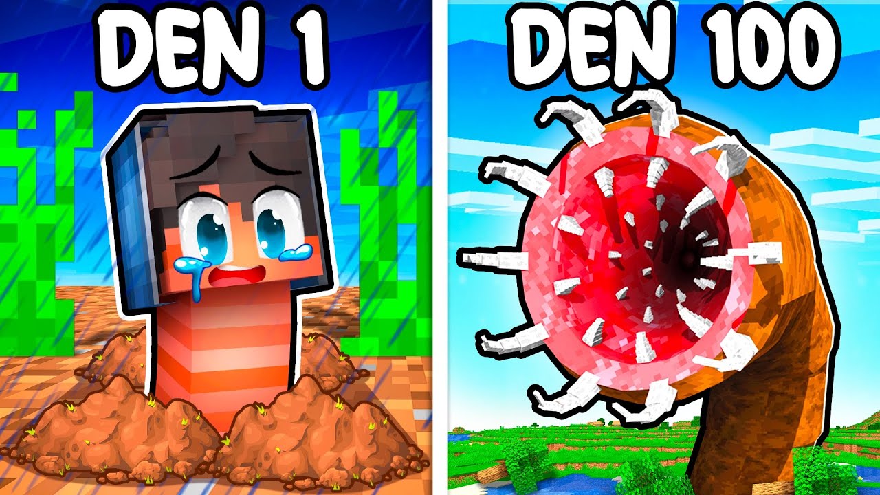 Přežil Jsem 100 dní jako ČERV v Minecraftu!