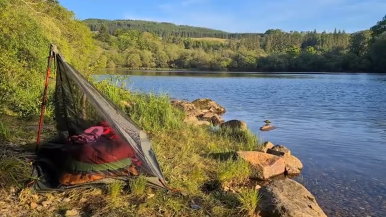 Wild camping at Loch Awe in the sun