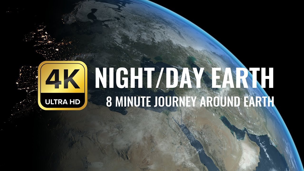 Mega Big Earth 4K Planet Earth 8 Minute Quarter Full Rotation From Space