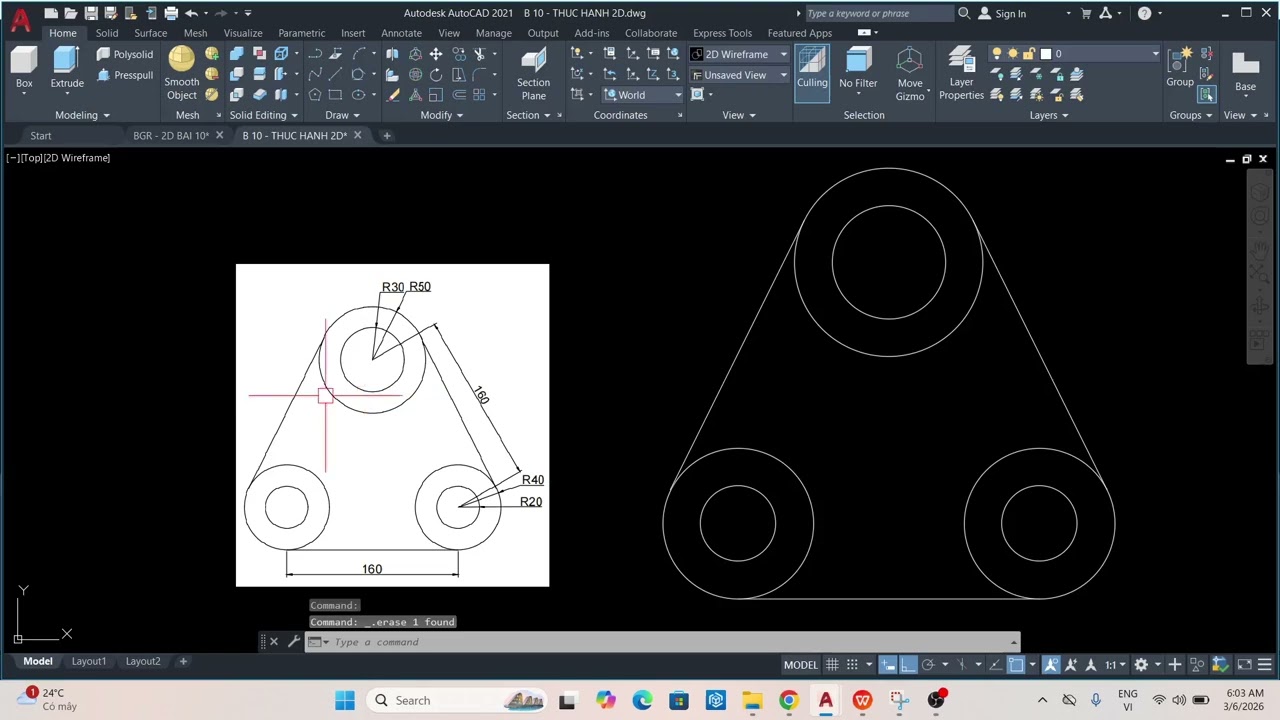 Bài 10 | Bài Tập Thực Hành AutoCAD 2D Cơ Bản Cho Người Mới Bắt Đầu