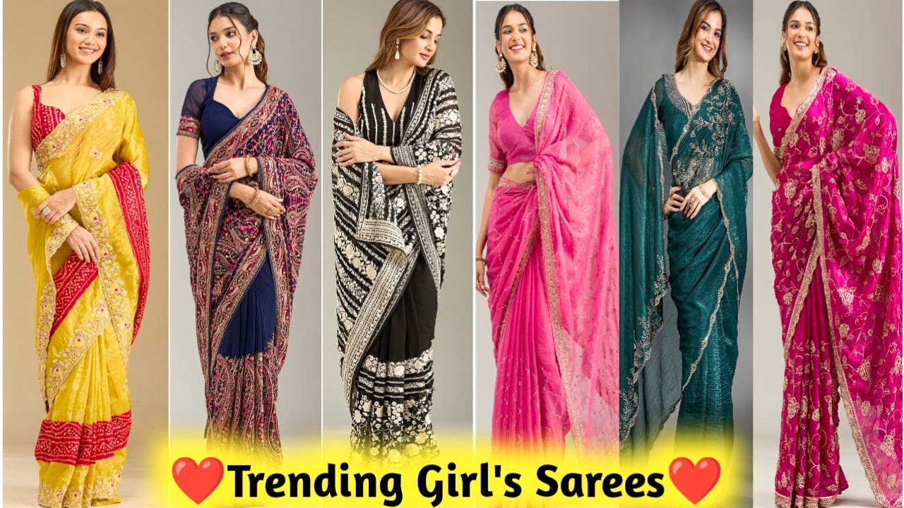 Trending Girl's Sarees for Any Fashion/Beautiful Sarees for Girls/Fashionable Sarees for Wedding/😍🥳❤