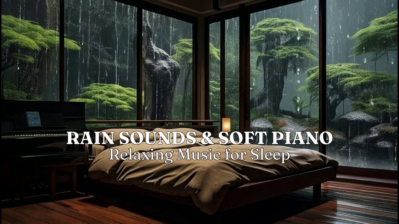 Warm Bedroom with Rain Sounds on the Windows ☔ Relaxing Music for Deep Sleep, Healing of Stress