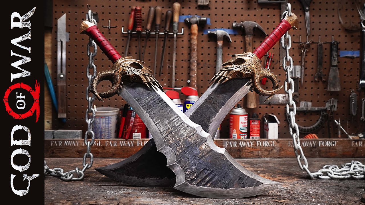 Forging Kratos' Blades of Chaos from Fork Lift Fork (Workshop ASMR)