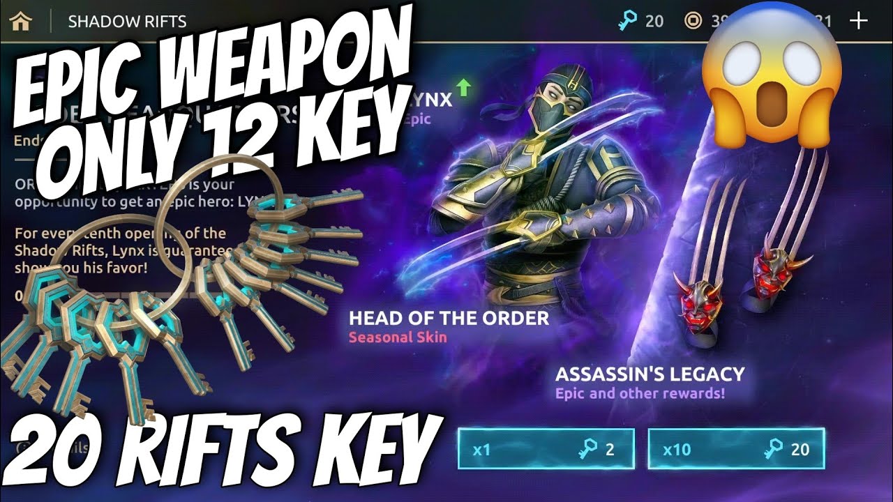 Opening 20 Rift Key shadow fight arena rift key lynx epic weapon