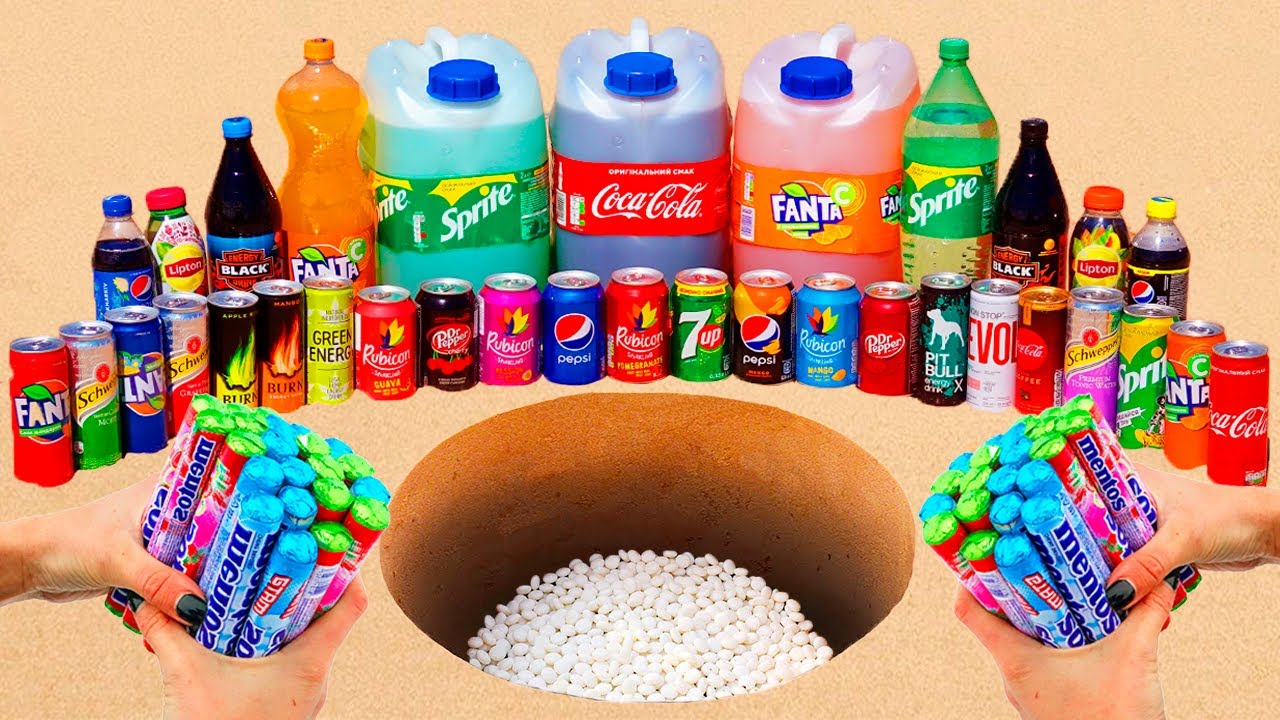 EXPERIMENT: Different Eruption - Coca-Cola, Fanta, Mirinda and others vs Mentos