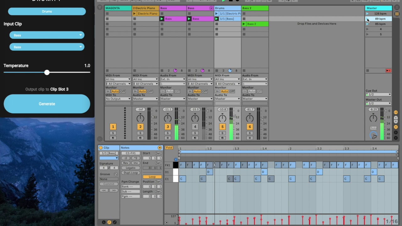 Magenta Studio: Drumify Plugin (Bass2Drum)