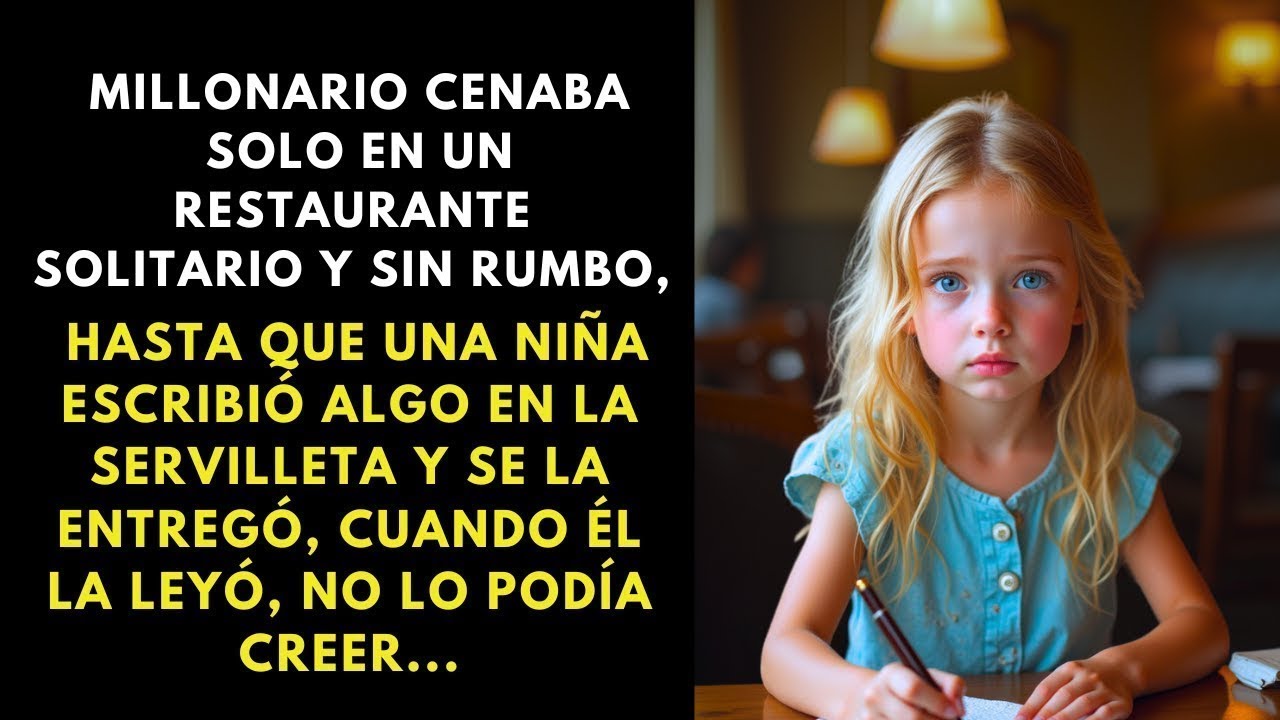 MILLONARIO CENABA SOLO HASTA QUE UNA NIÑA LE DIO UNA SERVILLETA Y ÉL SE EMOCIONÓ AL LEERLA.