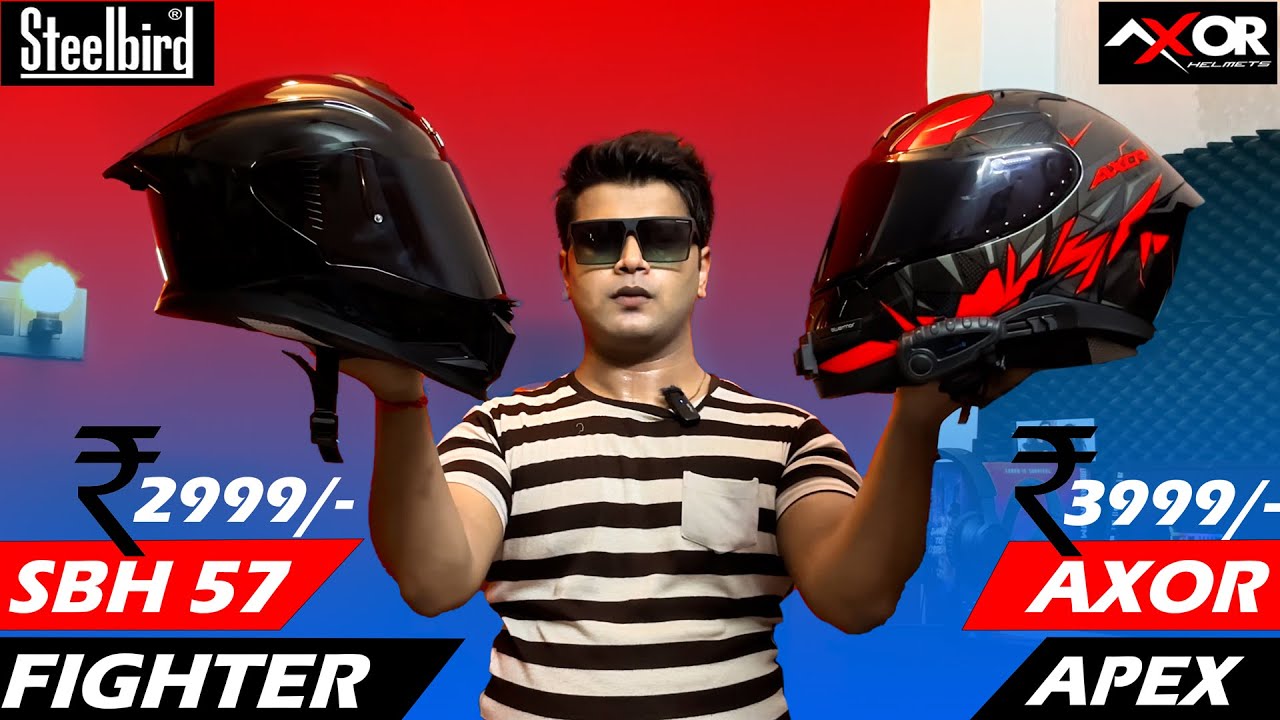 Which is best? Steelbird SBH 57 FIghter Viral helmet vs Axor Apex Hunter😨 Best helmet Under 5000?