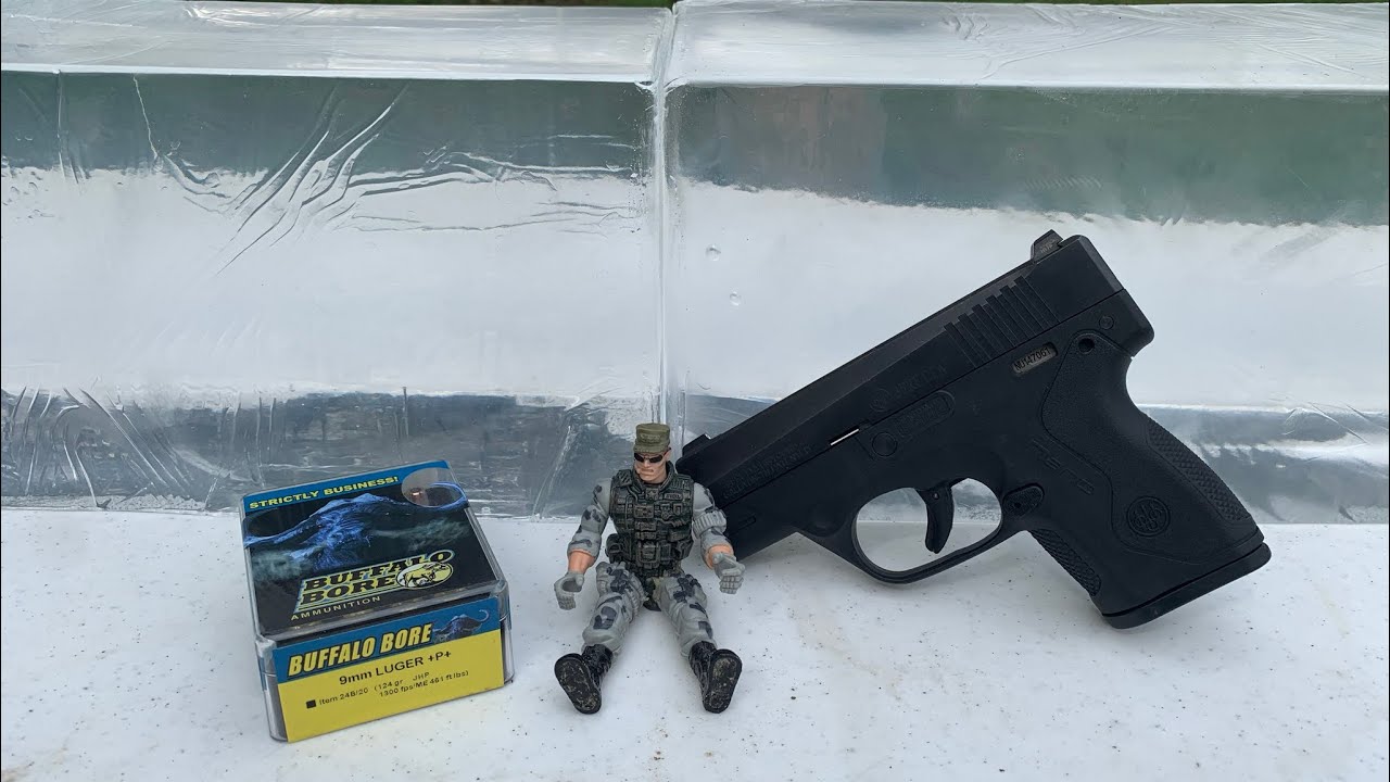 124gr +p+ Buffalo Bore 9mm: тест на прозрачный баллистический гель