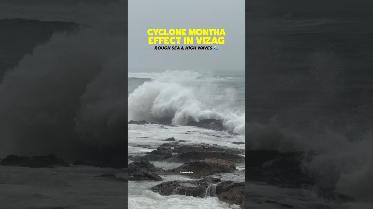 🚨 Cyclone Montha effect at Vizag Beach 🏖️ #vizag #kakinada #vizagbeach