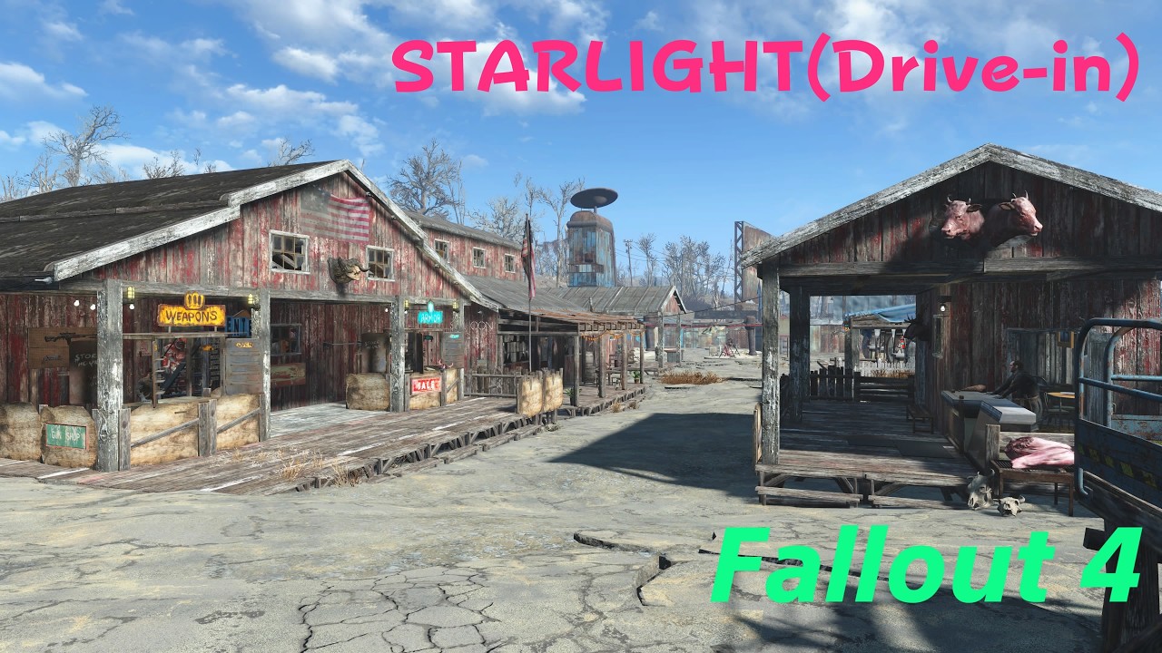 Fallout 4 - Starlight(Drive-in) Settlement Build Tour - DLC/CC - NO MODS (PS5 Pro)