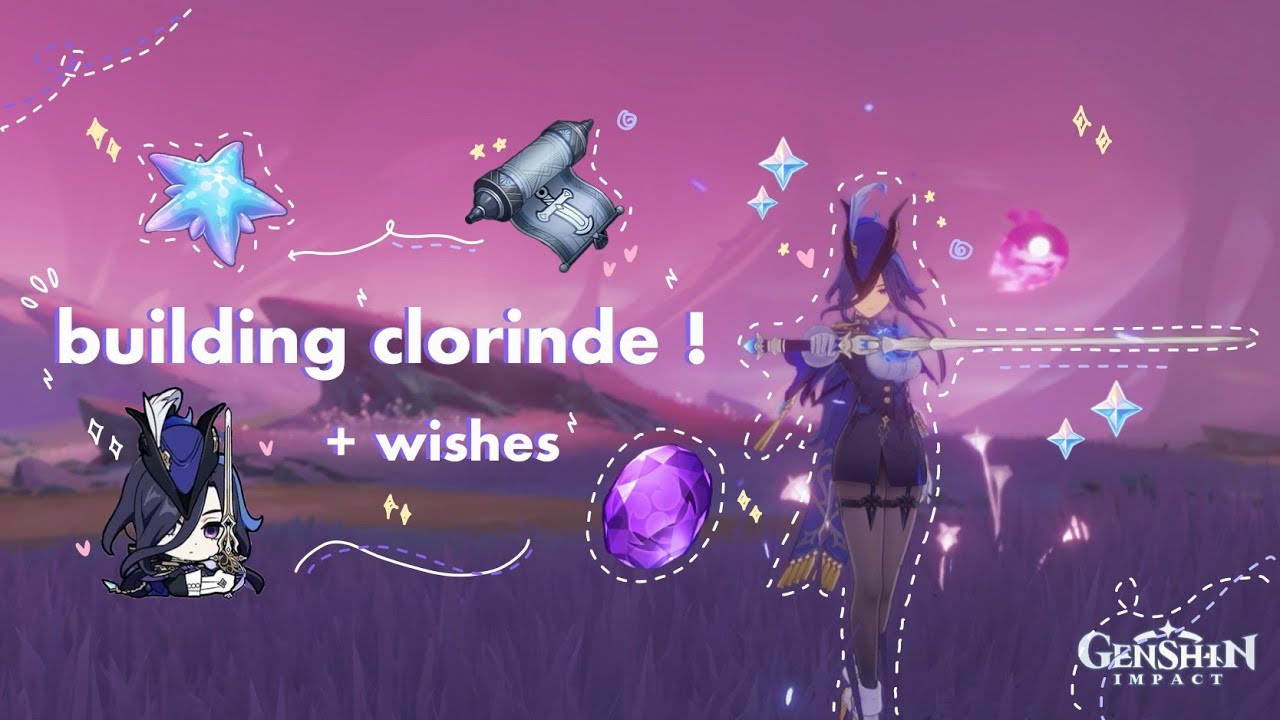 building clorinde + wishes! ✩°‧₊˚🍇 | cozy genshin gameplay