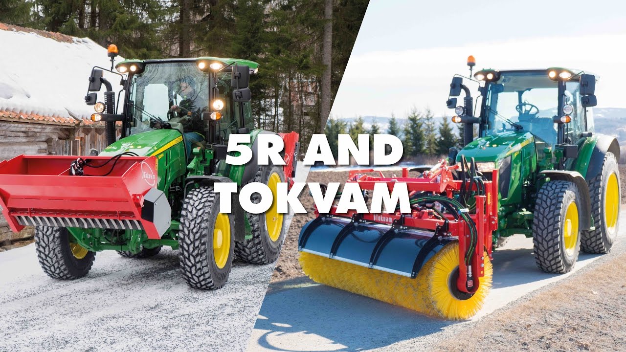 Tokvam Sweeper and sandspreader on John Deere 5R 2017