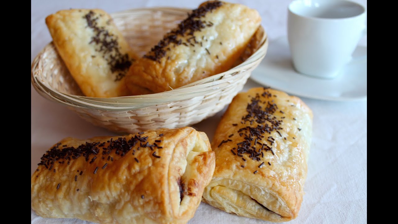 Napolitanas de chocolate (sin lactosa) | Napolicañas de hojaldre con nutella