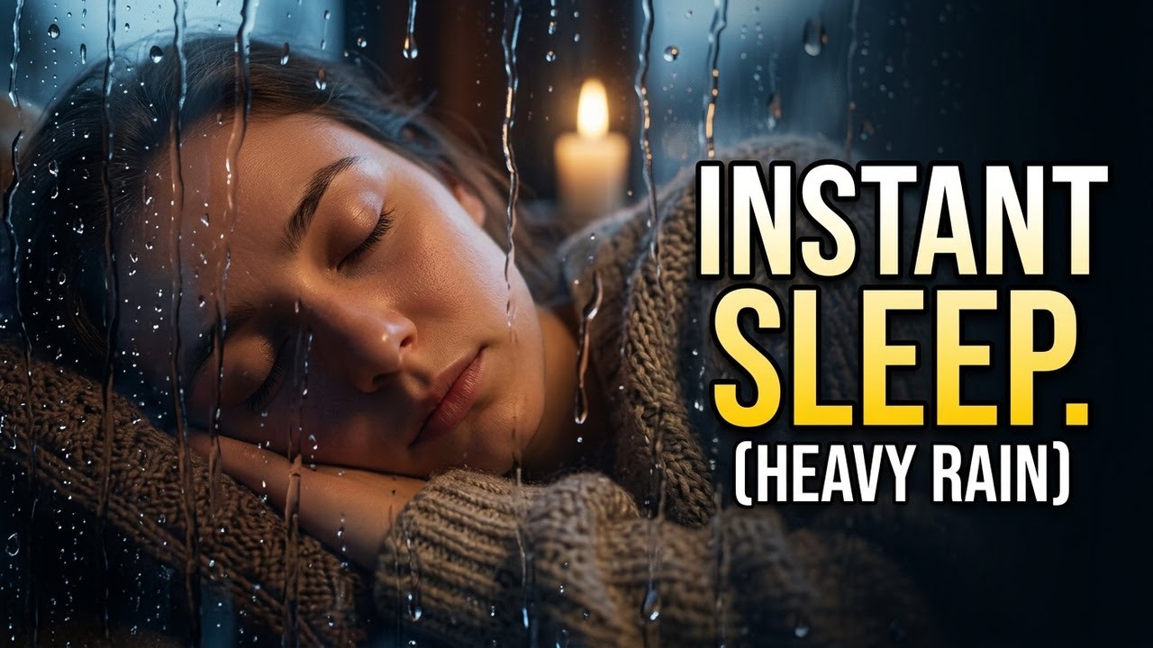 Heavy Rain with Thunder | Cozy Cabin Night