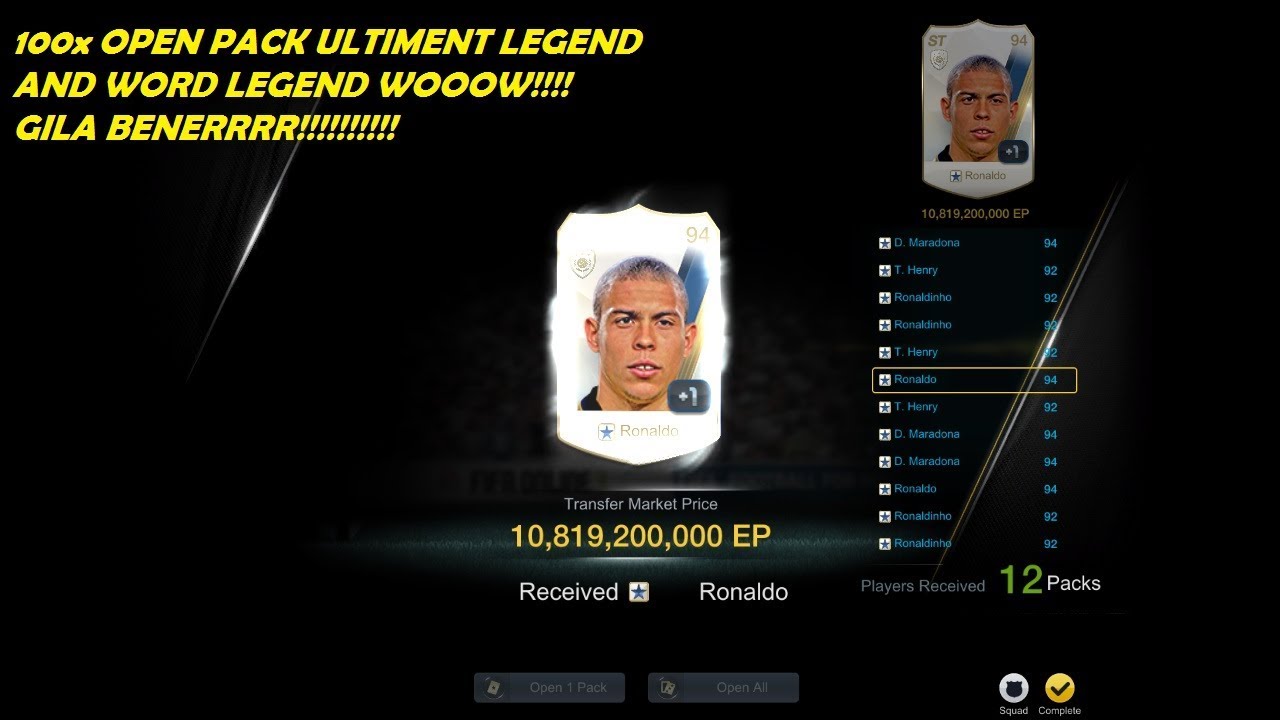 FIFA ONLINE 3 Open Pack Ultimate Legend 114pcs  and Word Legend 165pcs