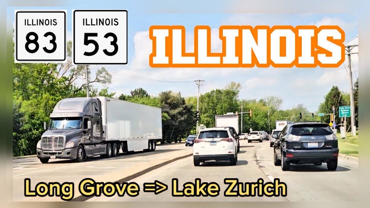 4K Part 1. Highway drive. Long Grove =》Lake Zurich, IL. IL-83 ~ IL-53. May 15, 2025