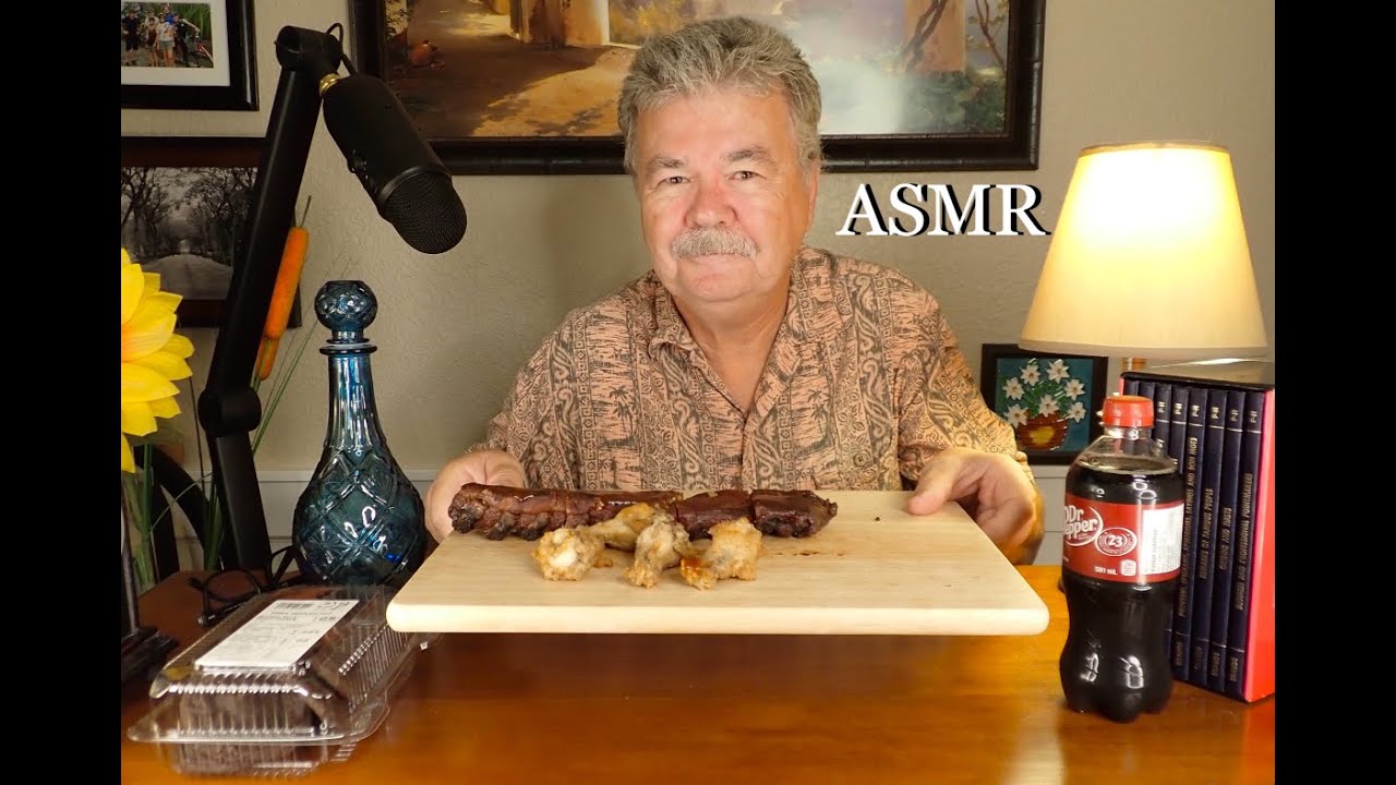 ASMR BBQ RIBS AND WINGS MUKBANG: EPIC STORY WITH WHISPER AND TINGLES