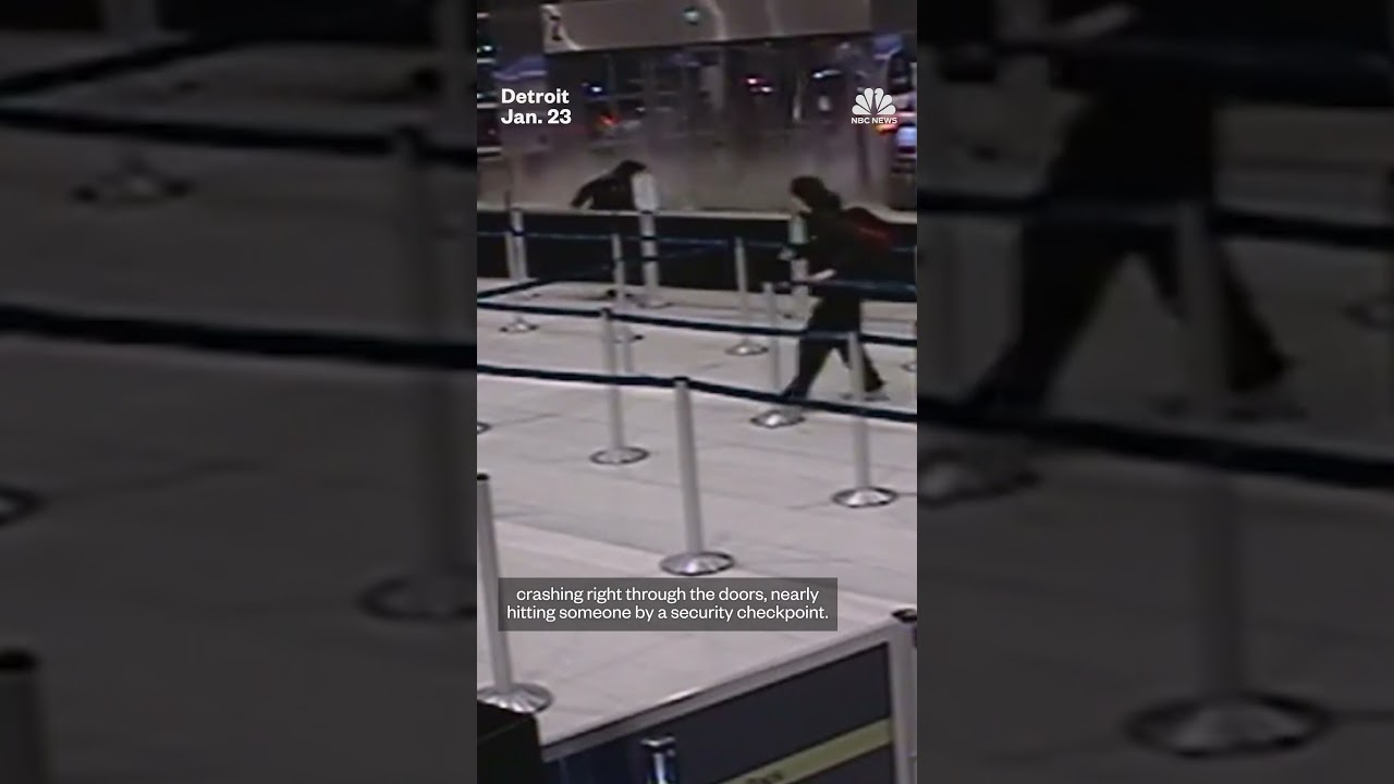 Video shows a car crashing into Detroit's airport