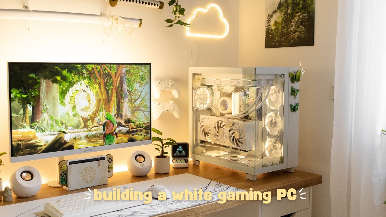 building my dream white gaming PC ☁️ rtx 5070 ti, ryzen 7 9800x3d, nzxt h9 flow