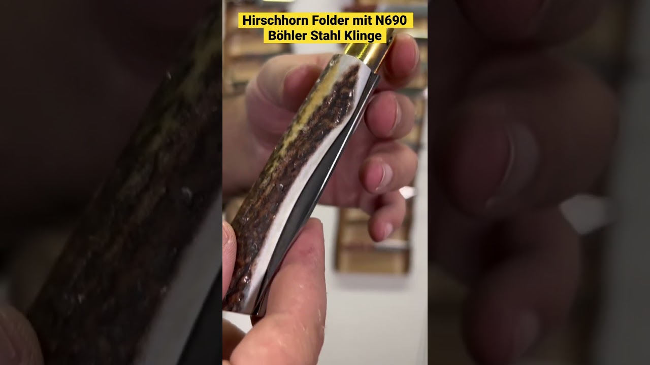 Hirschhorn Folder handgefertigt mit N690 Stahl Klinge. Die besten Taschenmesser