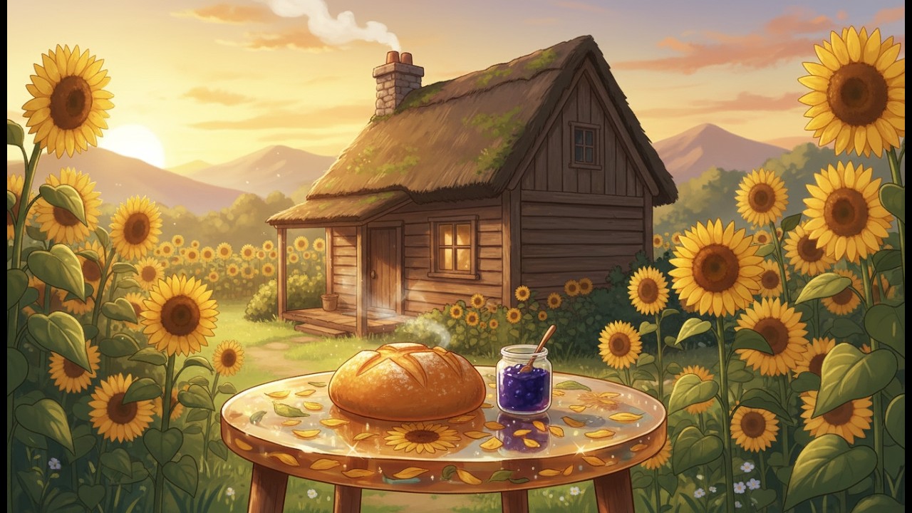 Summer in the Sunflower Garden 🌻 Crafting a Resin Table & Baking Fresh Bread |Ghibli-Style ASMR