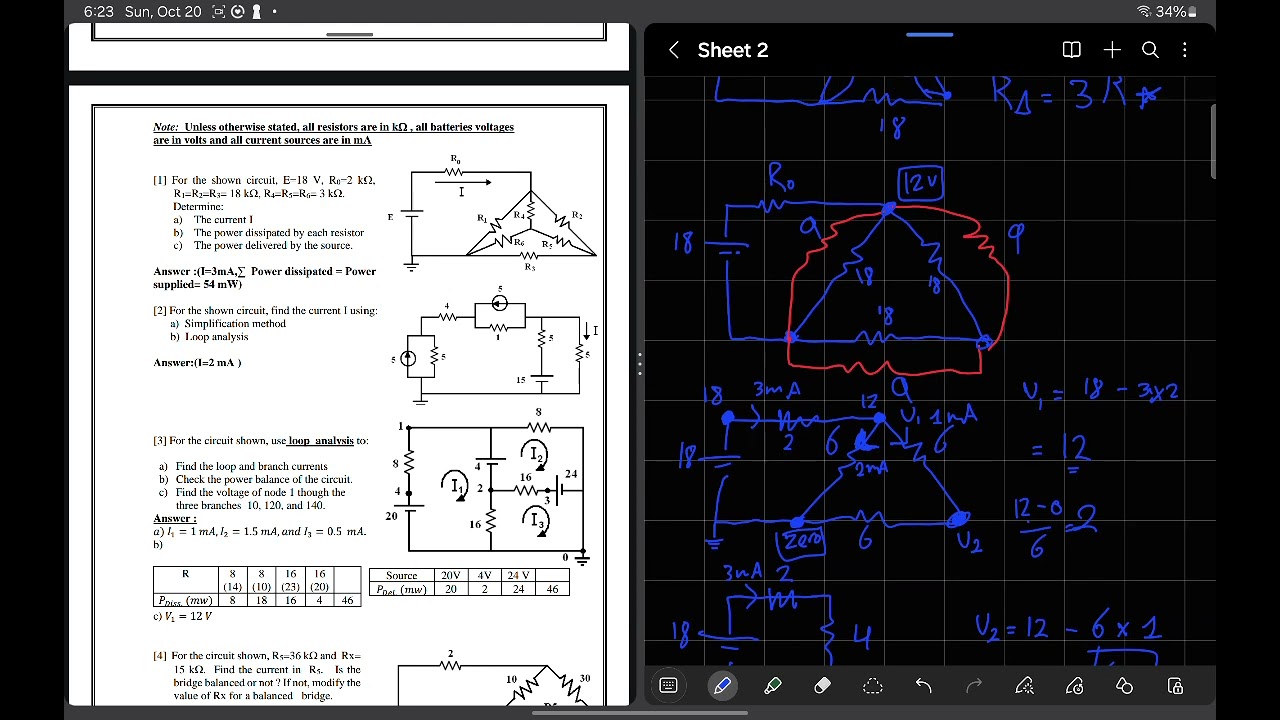 Sheet 2 part 1 - Mesh analysis