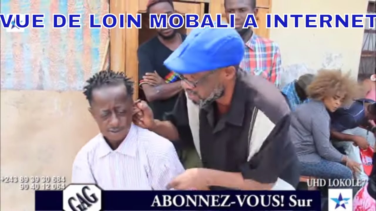 VUE DE LOIN MOBALI A INTERNET, AVEC MAVIOKELE, MARIE JEANE, LIANZI, AMINATA, DJ, BALOCKS, COUPURE